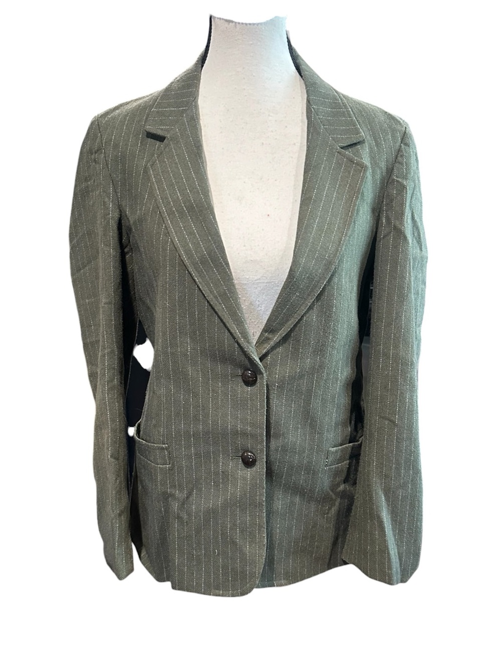 Jack by BB Dakota Olive Pinstripe Tailored Blazer